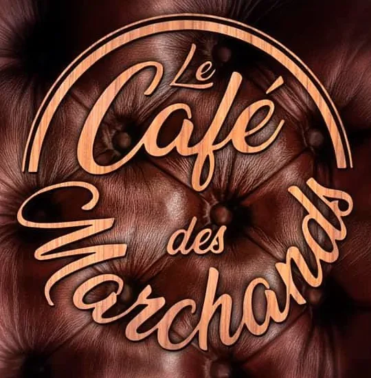 Logo cuivré du Café des Marchands